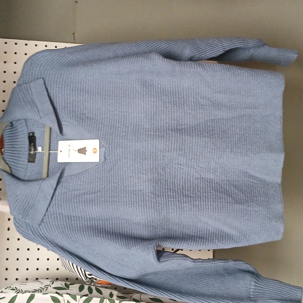 ZESICA  Blue VNeck Ribbed Sweater sz small - Picture 7 of 9